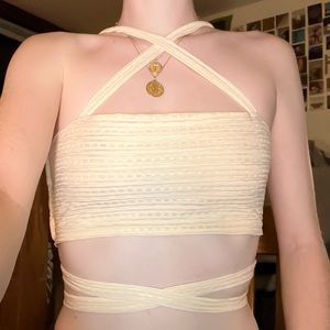 Yellow Criss Cross Tie Tube Top